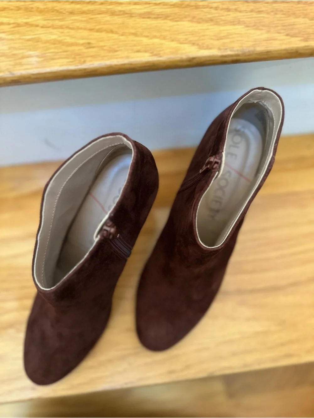 Sole Society Women's Suede Ankle Booties in Burgundy - Classic Heel size 10